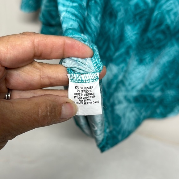 Coral Bay Green and Blue Tunic with Bell Sleeves and Mandarin Collar - Picture 7 of 11